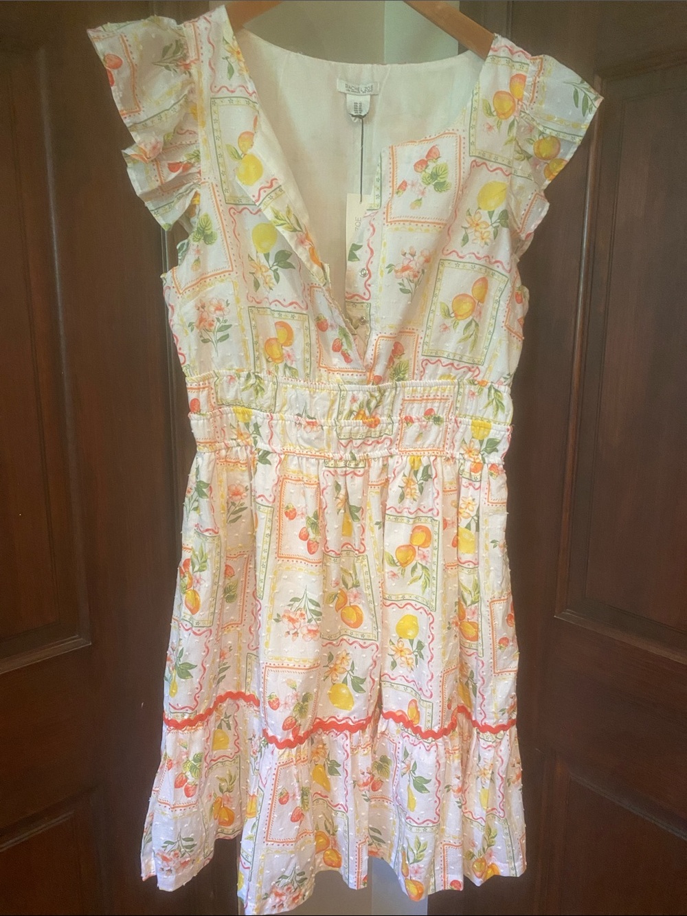 Rachel Zoe White Dress with Orange and Yellow Citrus Print